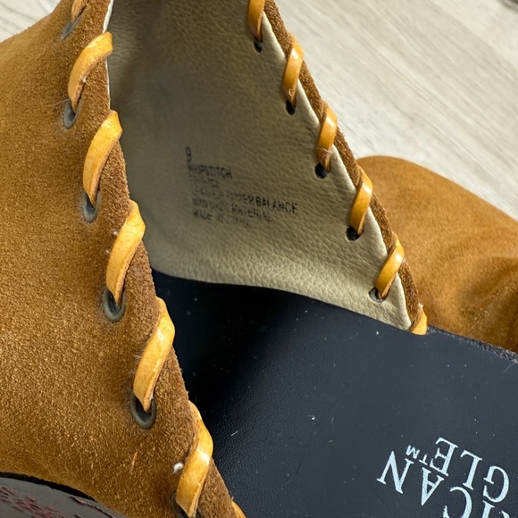 Y2K vintage wood suede wedge clog mule size 9 - Picture 5 of 7